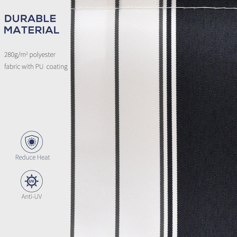 Manual Retractable Awning, 2.5x2 M-Dark Blue/White Stripes