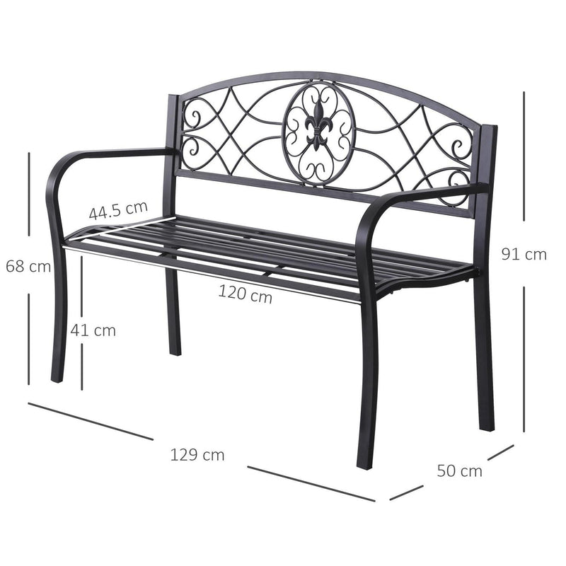 Metal Frame Bench, 128Lx50Wx91H Cm-Black