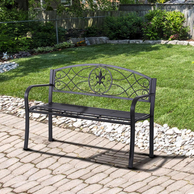 Metal Frame Bench, 128Lx50Wx91H Cm-Black