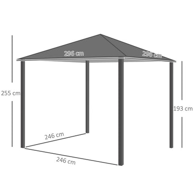 Metal Frame Curtain Draped Outdoor Garden Gazebo Grey