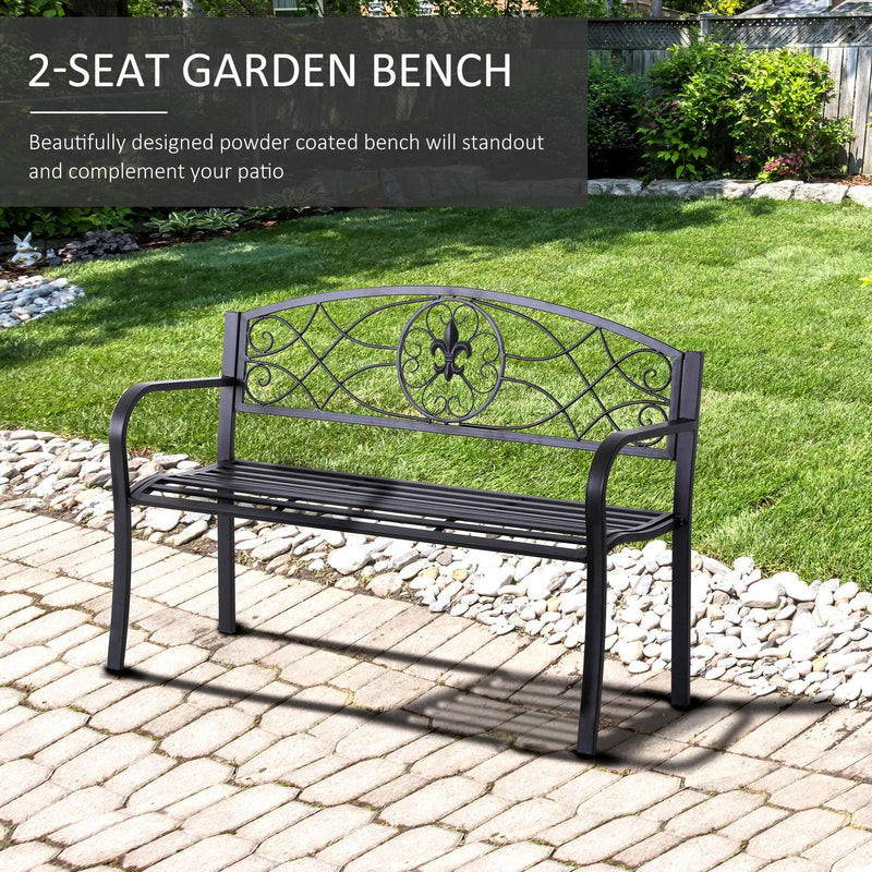 Metal Frame Bench, 128Lx50Wx91H Cm-Black