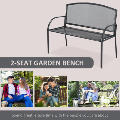 Metal Garden Bench- Grey