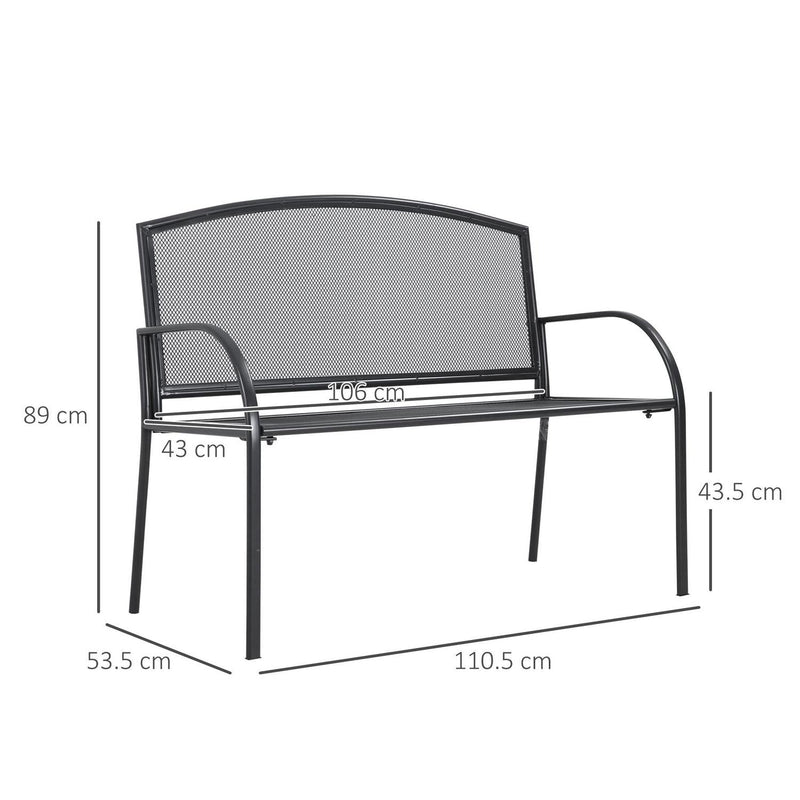 Metal Garden Bench- Grey