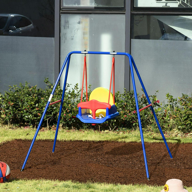 Metal Kids Swing Set With Baby Seat Safety