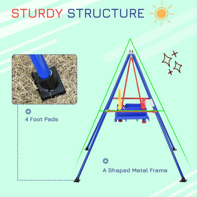 Metal Kids Swing Set With Baby Seat Safety