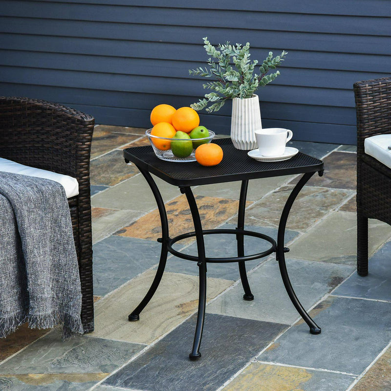 Metal Square Outdoor Garden Bistro Table Black