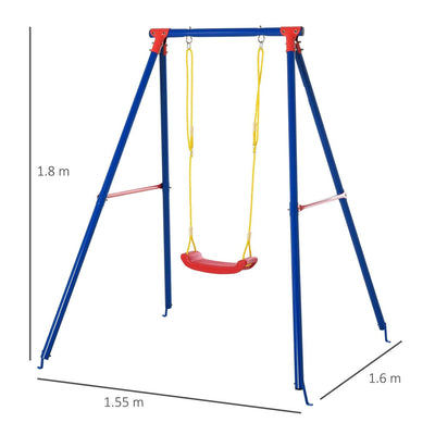 Metal Swing Set W/ Adjustable Rope Heavy Duty A-Frame Stand Outdoor Playset