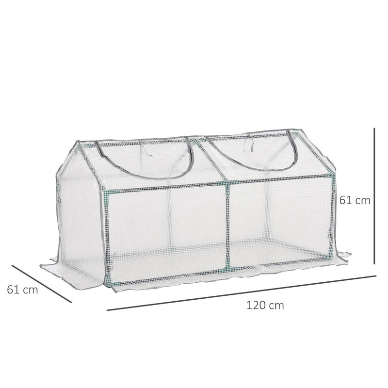 Mini Greenhouse With 2 Windows, Plant Flower Herbs Growing, PE, (120 X 61 X 61)cm