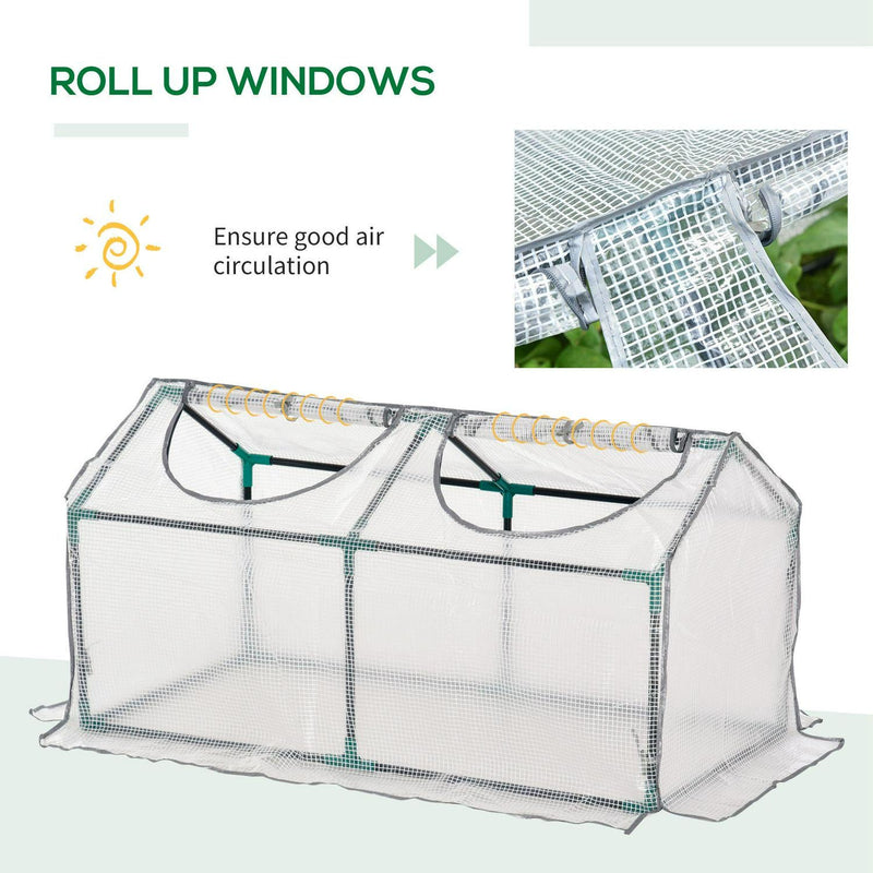 Mini Greenhouse With 2 Windows, Plant Flower Herbs Growing, PE, (120 X 61 X 61)cm