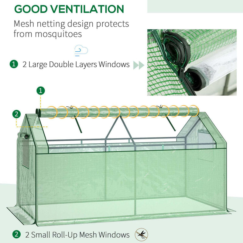 Mini Greenhouse Portable Garden Growhouse For Plants With Large Zipper Windows Outdoor, Indoor, 180 X 92 92cm, Green