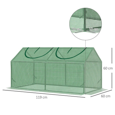 Mini Greenhouse, Small Plant Grow For Outdoor With Durable PE Cover, Observation Windows, 119 X 60 60 Cm, Green