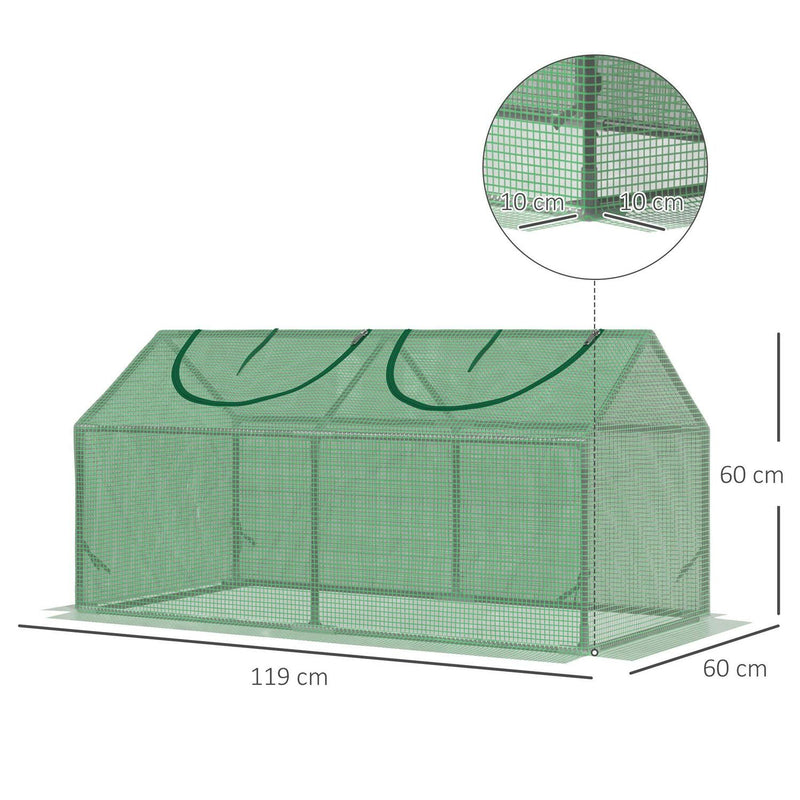 Mini Greenhouse, Small Plant Grow For Outdoor With Durable PE Cover, Observation Windows, 119 X 60 60 Cm, Green