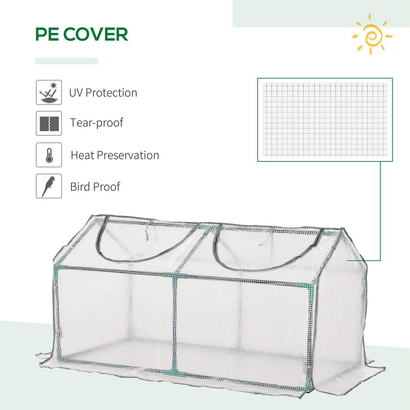 Mini Greenhouse With 2 Windows, Plant Flower Herbs Growing, PE, (120 X 61 X 61)cm