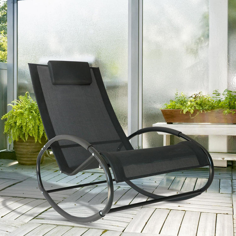 Orbital Zero Gravity Rocking Chair, 105Lx62Wx88H Cm,Texteline-Black