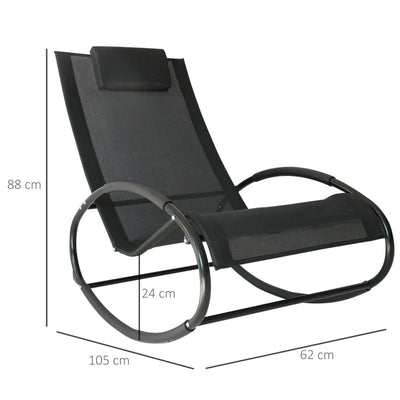 Orbital Zero Gravity Rocking Chair, 105Lx62Wx88H Cm,Texteline-Black