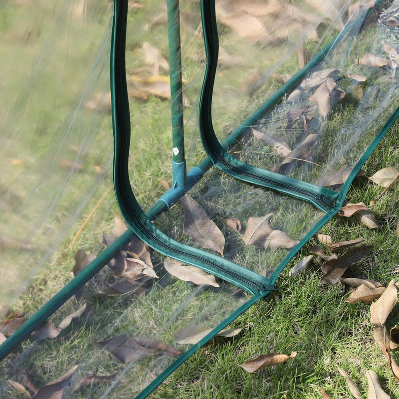 Invernadero de túnel de PVC con estructura de acero para jardín y patio trasero con puertas con cremallera (395 x 100 x 80) cm transparente 