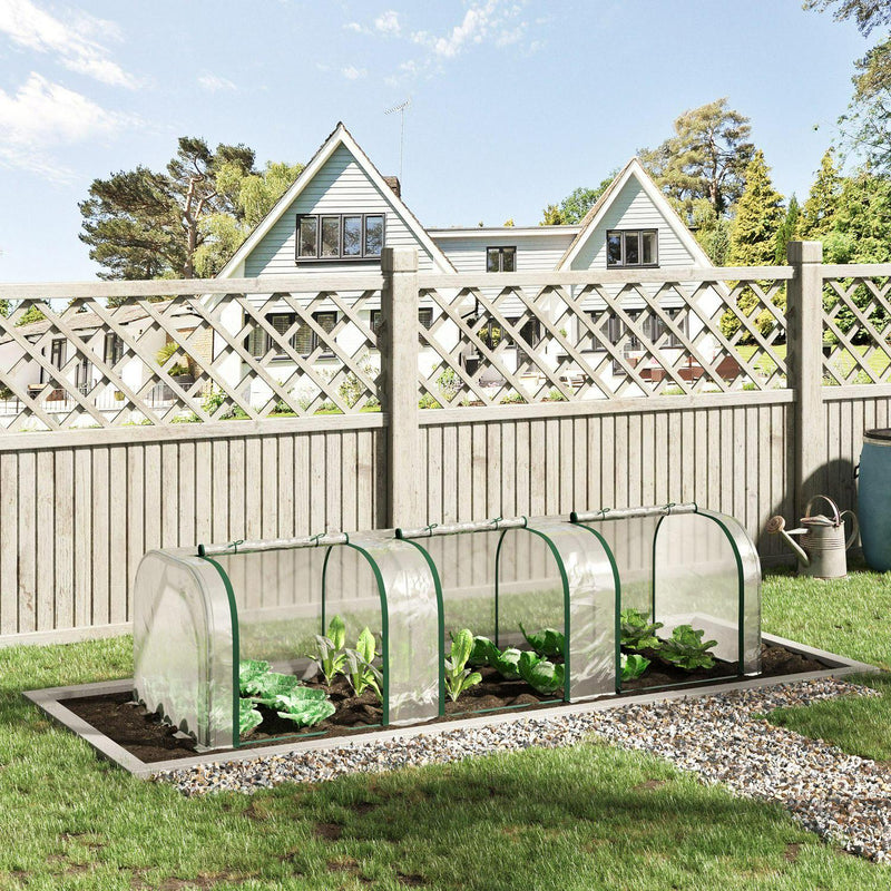 Invernadero de túnel de PVC con estructura de acero para jardín y patio trasero con puertas con cremallera (295 x 100 x 80) cm, transparente 