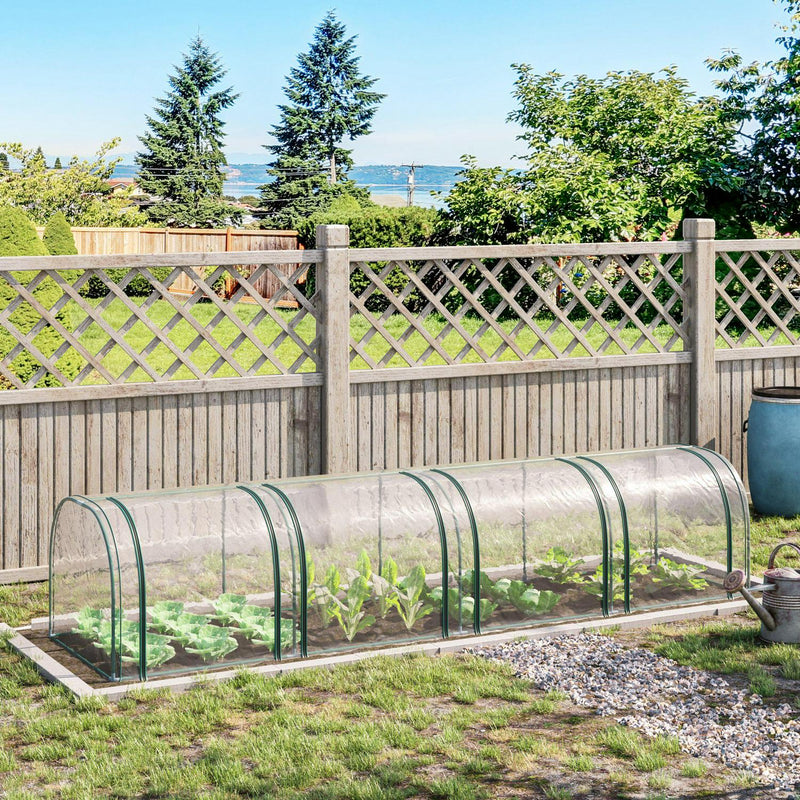 Invernadero de túnel de PVC con estructura de acero para jardín y patio trasero con puertas con cremallera (395 x 100 x 80) cm transparente 