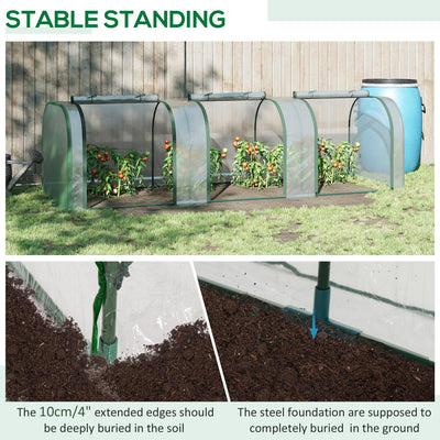 Invernadero de túnel de PVC con estructura de acero para jardín y patio trasero con puertas con cremallera (295 x 100 x 80) cm, transparente 
