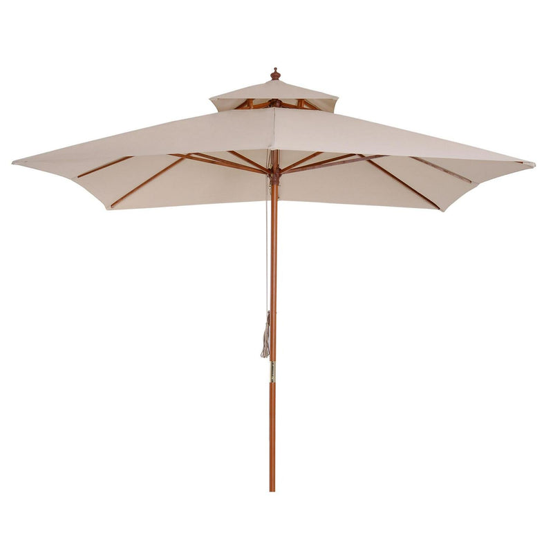 Patio Parasol 3x3M Beige Double Tier