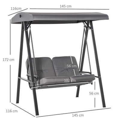 Silla columpio para patio, hamaca colgante de 2 plazas, asiento de banco acolchado para exteriores 