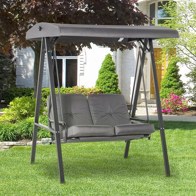 Silla columpio para patio, hamaca colgante de 2 plazas, asiento de banco acolchado para exteriores 