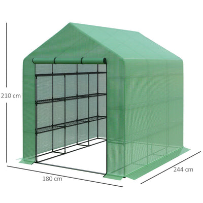 Poly Tunnel Wallk-in Greenhouse Cover Shelves Garden Plant 8ft X 6ft 7ft