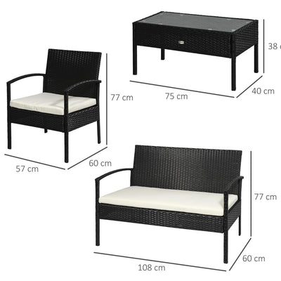 4 PCs Sofa Set Outdoor- Black