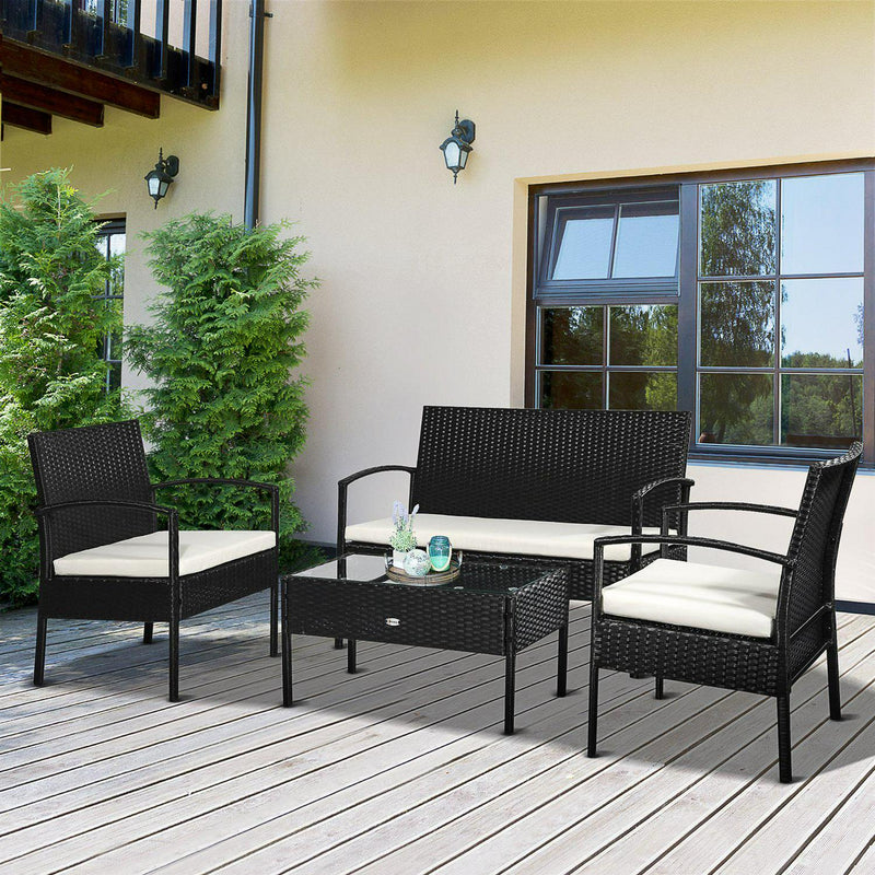 4 PCs Sofa Set Outdoor- Black