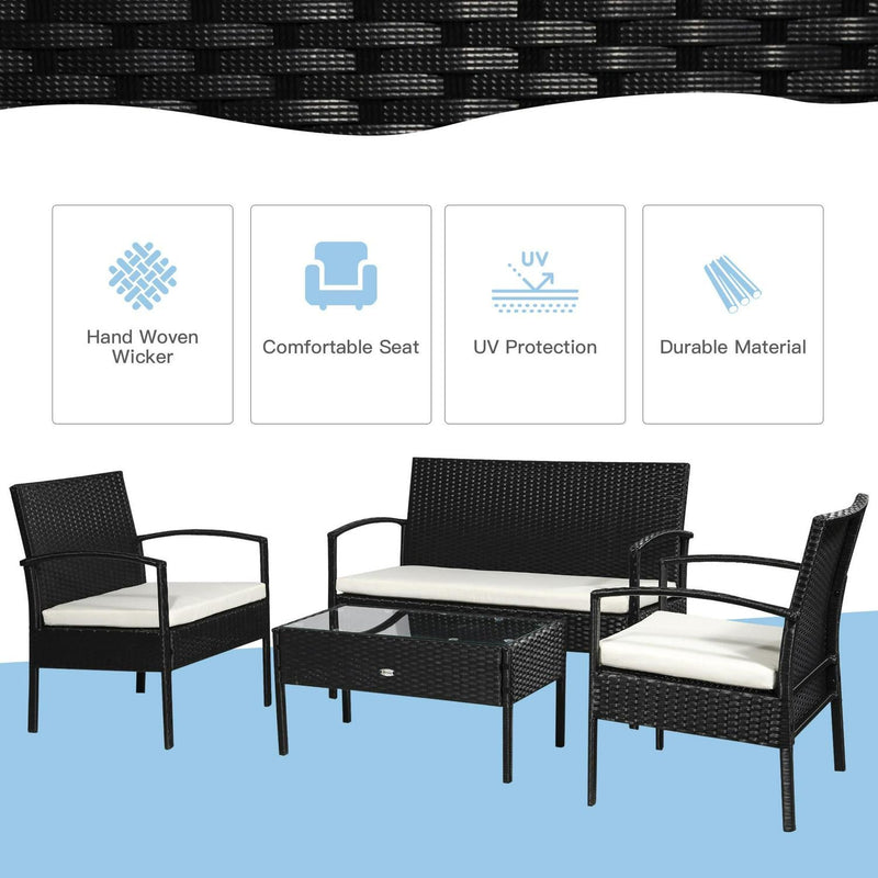 4 PCs Sofa Set Outdoor- Black