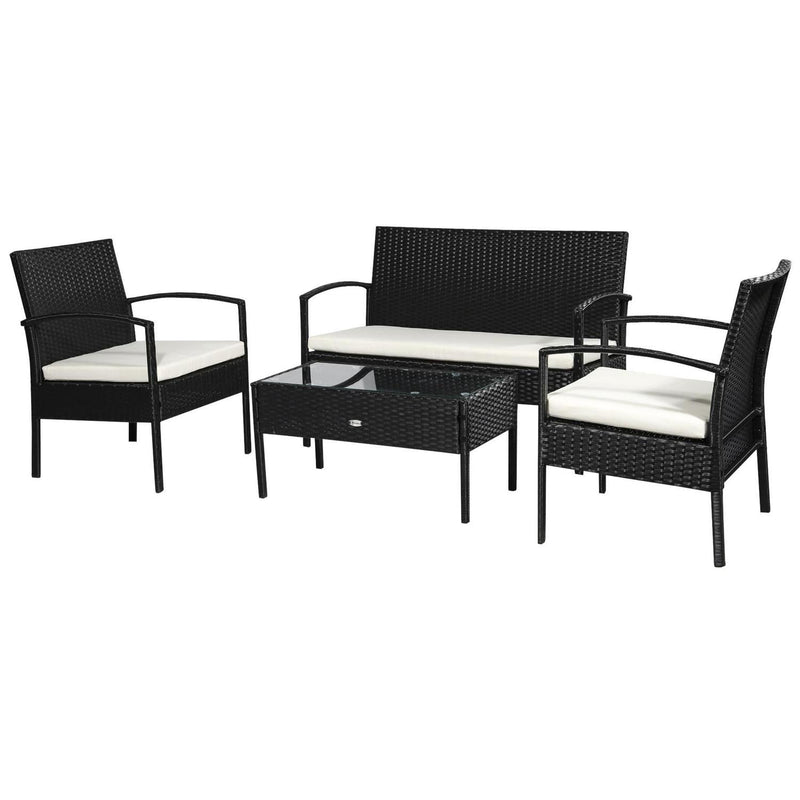 4 PCs Sofa Set Outdoor- Black