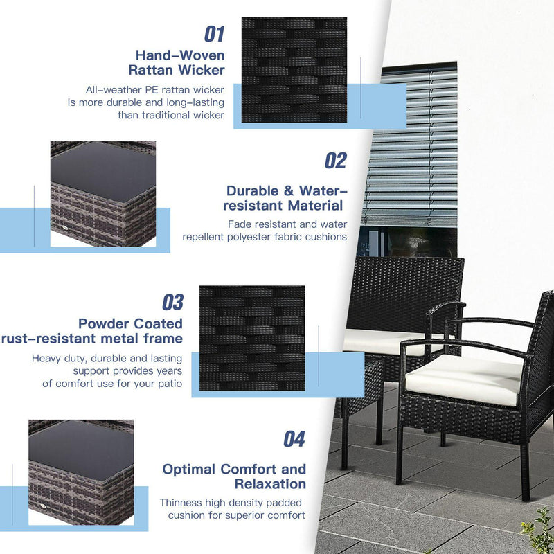 4 PCs Sofa Set Outdoor- Black