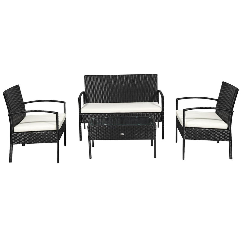 4 PCs Sofa Set Outdoor- Black