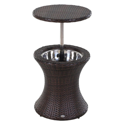 Rattan Ice Bucket Table -Brown