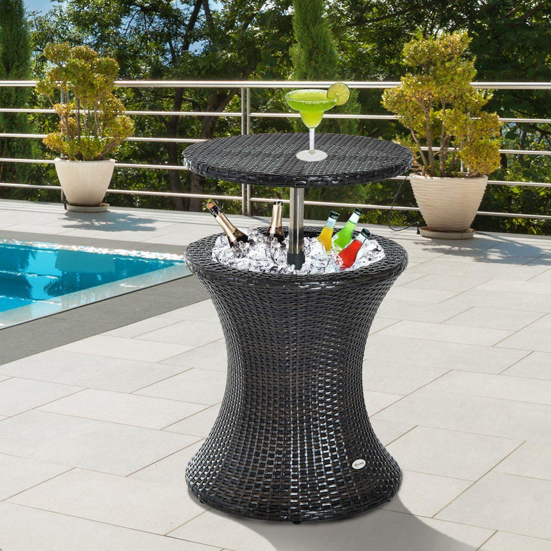 Rattan Ice Bucket Table -Brown