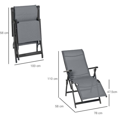 Recliner Outdoor Patio Chaise Lounge Chair Adjustable Backrest Set Of 2