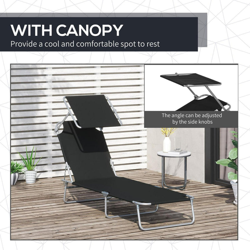 Reclining Chair Lounger Folding Seat- (Black)