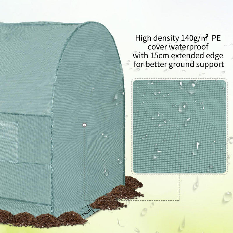 Reinforced Walk Polytunnel Greenhouse, (2.5 x 2) m