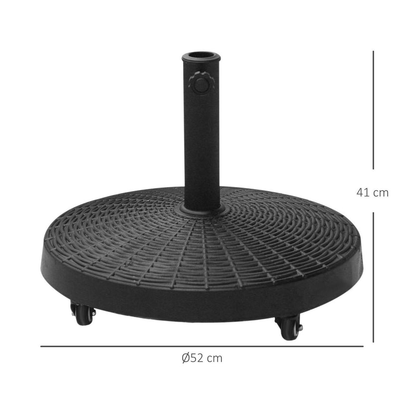 Resin Patio Umbrella Base On Wheels Parasol Stand W/Wheels-Black