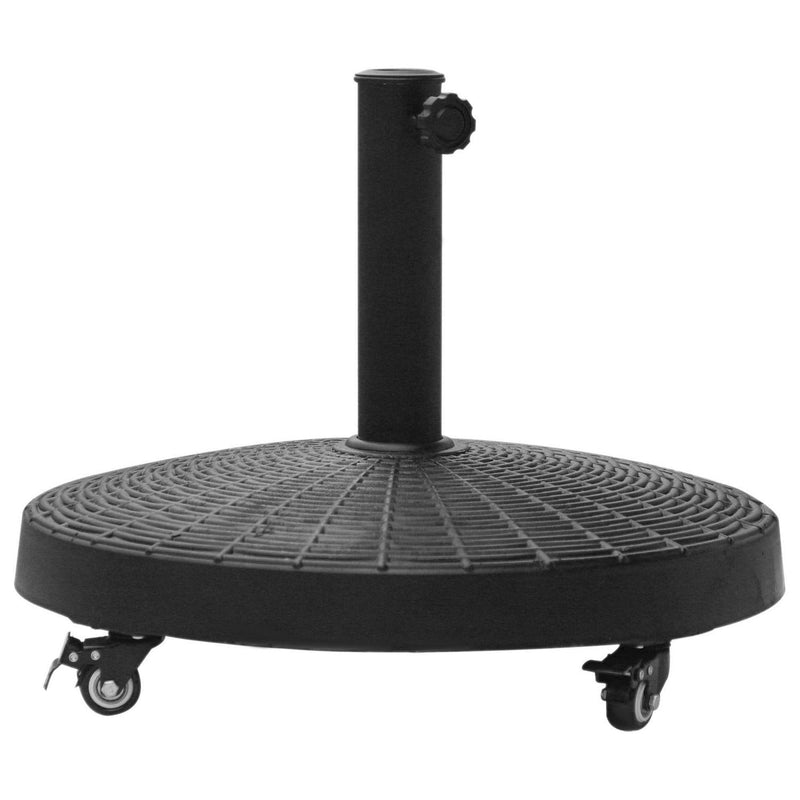 Resin Patio Umbrella Base On Wheels Parasol Stand W/Wheels-Black