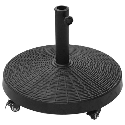 Resin Patio Umbrella Base On Wheels Parasol Stand W/Wheels-Black