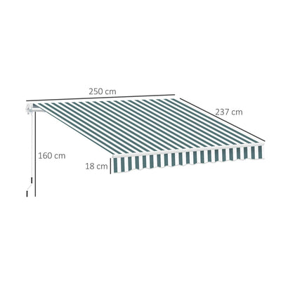 Retractable Awning, 2.5x2 M-Dark Green/White