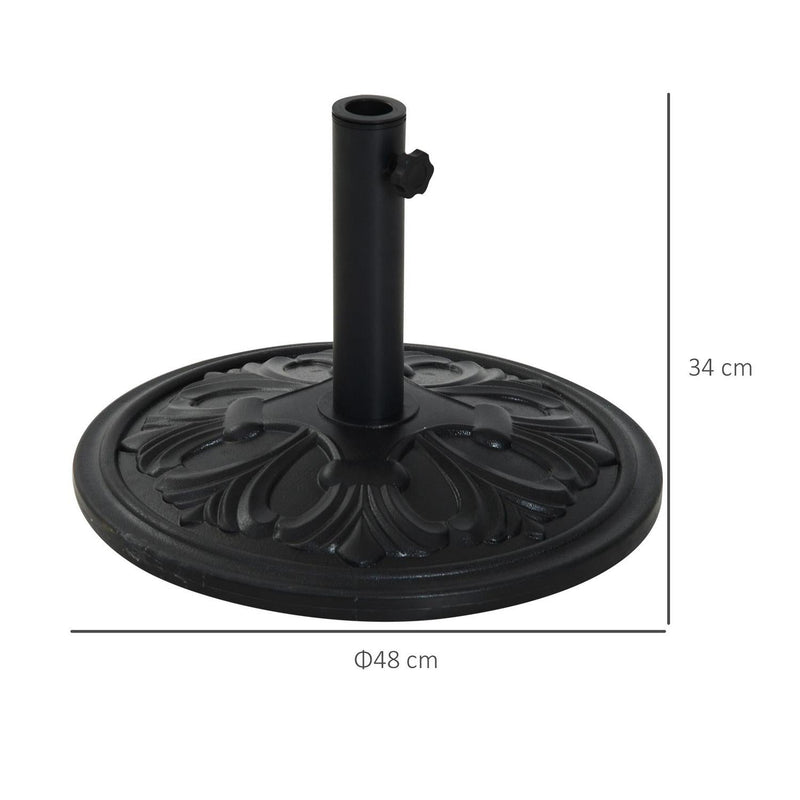 Round Parasol Base, 48x34H Cm-Black