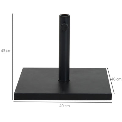 Square Parasol Base, Cement, Metal, 40Lx40Wx43H Cm-Black