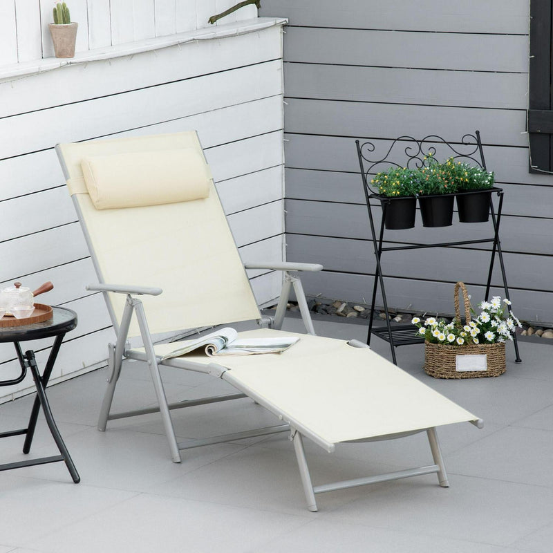 Steel Fabric Lounger - Beige