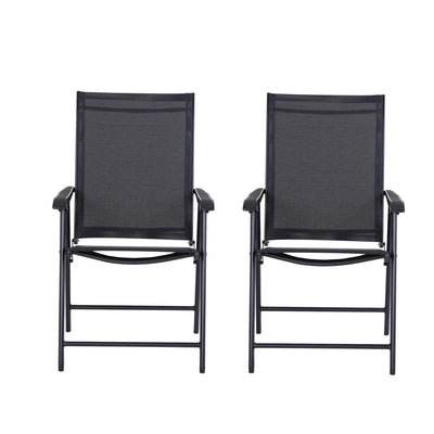 Steel Frame Set Of 2 Foldable Outdoor Garden Chairs Black