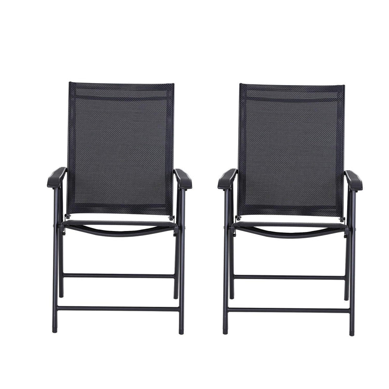 Steel Frame Set Of 2 Foldable Outdoor Garden Chairs Black