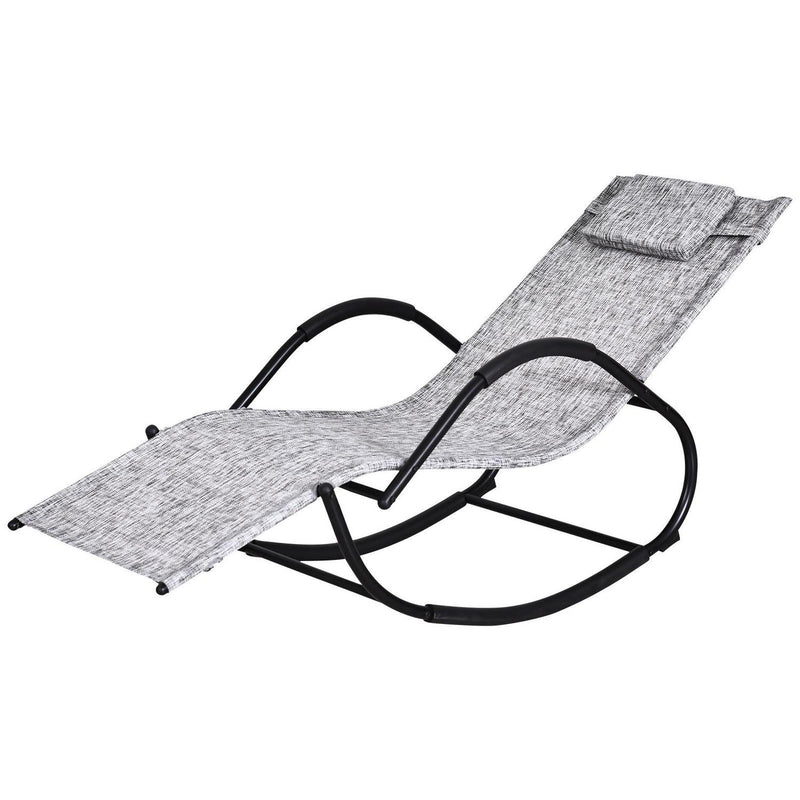 Steel Frame Zero Gravity Rocking Lounge Chair W/ Pillow Grey