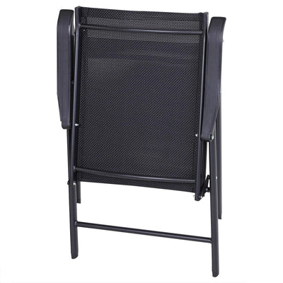 Steel Frame Set Of 2 Foldable Outdoor Garden Chairs Black