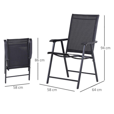 Steel Frame Set Of 2 Foldable Outdoor Garden Chairs Black